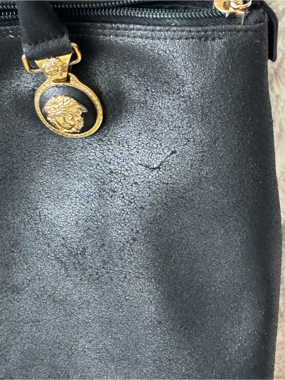 Gianni Versace VTG Black Leather Shoulder Bag w/Medusa Accents, *READ BELOW!* - Picture 14 of 14